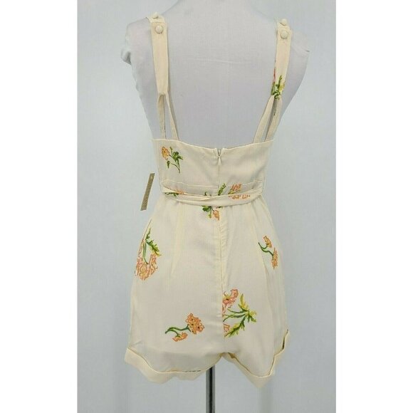 New Flynn Skye Romy Pastel Stems Romper Womens Small Ivory Floral - Picture 4 of 7